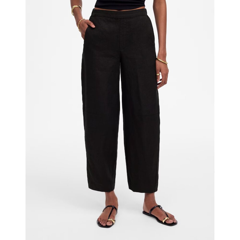 Madewell Petite Pull-On Barrel Pants in 100% Linen - Large